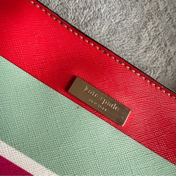 Kate Spade Grant Street Jules Tote Beach Stripe Grainy Vinyl Leather Bag Purse - Picture 6 of 17